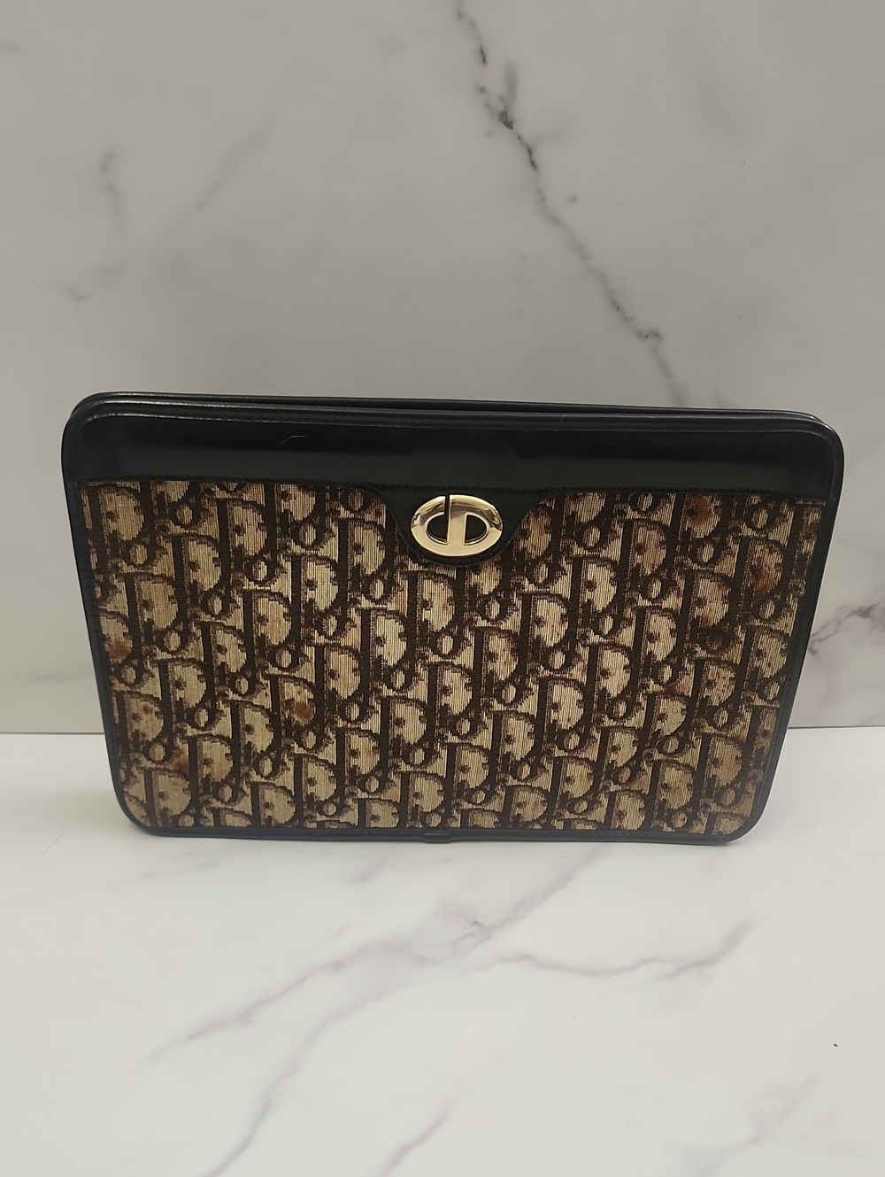 Authentic Vintage Dior Trotter Canvas Clutch